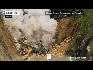 Huge Rocks Blown Up With Dynamite to Clear Road | AccuWeather
