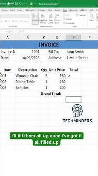 How to Create an Invoice in Excel in 58 Seconds ⏱️ | Excel Tips