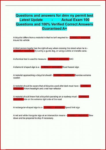 Questions And Answers For Dmv Ny Permit Test Latest Update A video