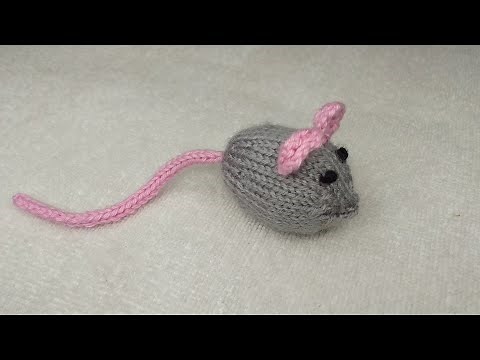 How to knit mouse toy, easy knitted mouse tutorial.