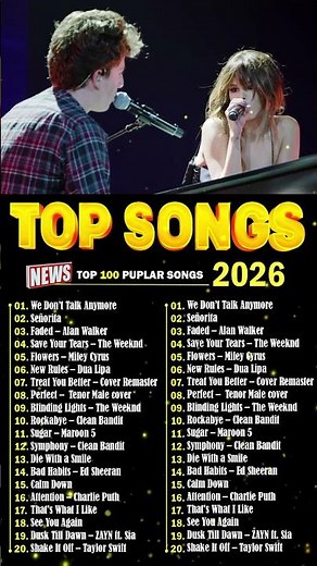 Adele, The Weeknd, Bruno Mars, Maroon 5,Ed Sheeran, Dua Lipa, Rihanna Billboard Top 50 This Week