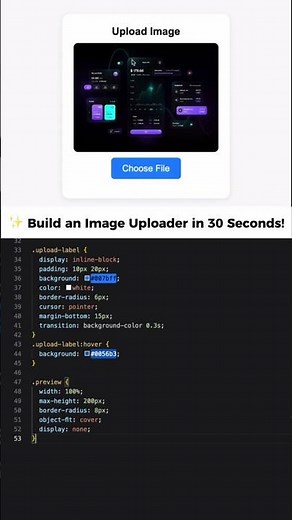 The EASIEST Image Uploader You’ll Ever Code! 🔥 #WebDevShorts #htmlcssjs #codingshorts #viral #coding