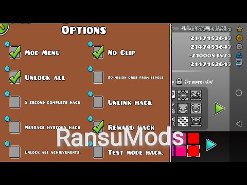 ✓ Geometry Dash Mod Menu [NoRoot] Unlimited money , noclip , complete level in 5 seconds