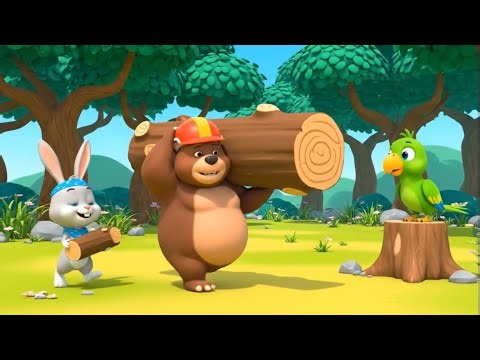 "The Rainbow Treehouse Ep 1: Bunny, Bear, Parrot's Treehouse Building Adventure | Fun Kids Cartoon"