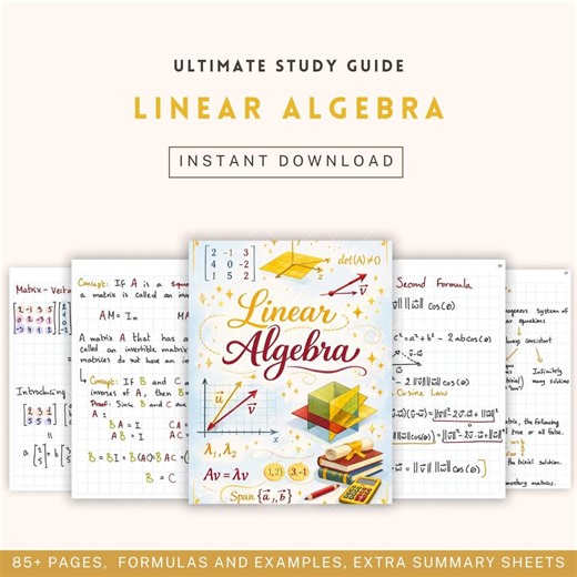 Linear Algebra Notes | Complete University Linear Algebra Study Guide | Engineering STEM Math Notes PDF | Clean & Aesthetic - Etsy UK