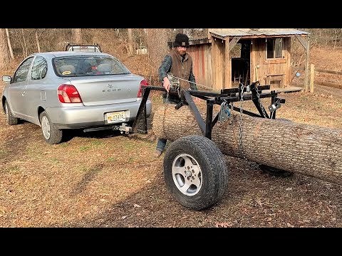 #15 - DIY Log Arch and TINY Car vs Truck and Tractor Moving BIG LOG