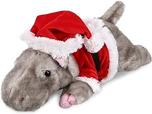 DolliBu Santa Hippo Stuffed Animal Plush Toy - Super Soft Wild Animal Dress Up Hippopotamus with Red Santa Claus Outfit, Cute Wildlife Gift, Holiday with Name Personalization, 15 Inches