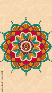 Vertical video - Abstract center mandala art 4k video footage, Floral vintage decorative element's, Mandala animation with seamless looping, Editable background.