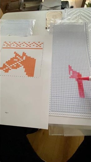 Having a fun transferring a drawing into a knitting punch card