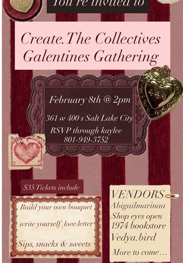 Hey girl!❤️ We're sliding into your DMs to personally invite you to our Galentine's Gathering * February 8!!! We'd love to see you there! We'll have amazing vendors, self-love activities, plus snacks & drinks to enjoy RSVP to this number: (801)949-3752 and you will receive info on how to purchase tickets. #valentinesday #valentine #galentinesday #fyp #slc