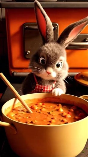 Cartoon rabbits making food is a classic theme, often featuring Bugs Bunny getting into kitchen