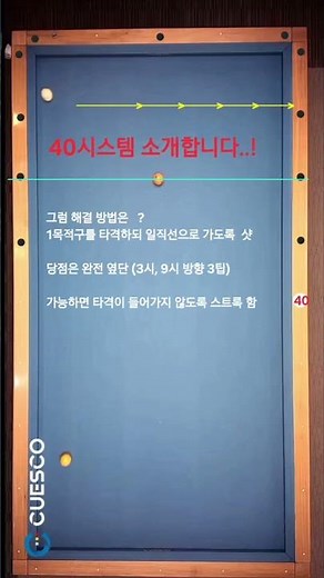 실전당구, 반전이있는 40시스템...!#billiards #옆돌려치기