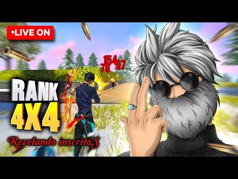 LIVE ON 🔴 AMASSANDO TODOS 🔴RANK 4X4 E REVELA 🔴 FREE FIRE AO VIVO 🔔🔥
