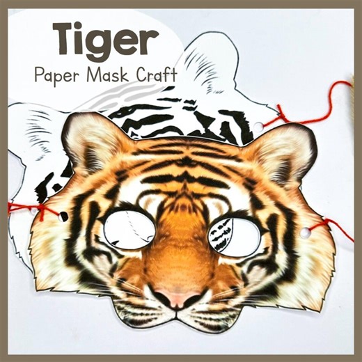 Printable TIGER Paper Mask | DIY Craft Animal PDF Template | Jungle Party Favor & Kids Educational Activity - Etsy
