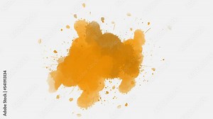 ink splatter compositing. Abstract orange color ink splatter slow motion reveal transition. ink bleed reveal transition. ink brush stroke, fluid art background, overlay, alpha matte composition.