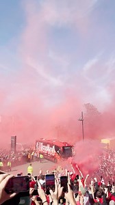 Liverpool fans greet the team bus as it pulls up to Anfield. WHAT A SCENE. | NBC Sports Soccer
