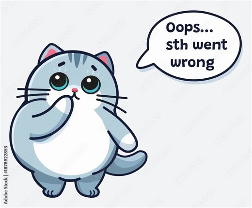 Oops something went wrong cat animation