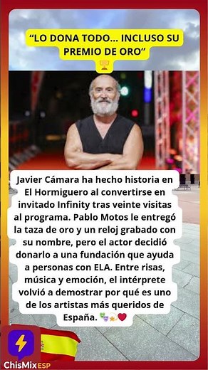 Javier Cámara entra al club Infinity y dona su premio solidario 💫❤️