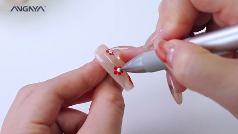 ANGNYA Dotting Tool Nail Art, 5-IN-1 Ballpoint Pen Design Nail Dotting Tool for Painting with Size Marking and Pressing Head, Nail Tools for Nail Art