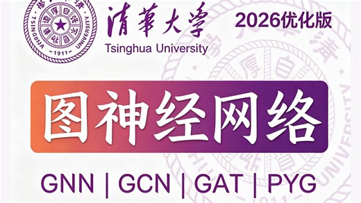 【2026优化版】零基础入门GNN图神经网络全套教程！清华大佬带你2小时搞定GCN、PYG、GTN等多模型实战！