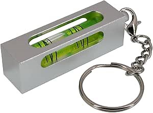 Aluminum alloy high-precision level, bubble, keychain, hanging chain, magnetic level bubble, 180 degree turn (silver（green）)