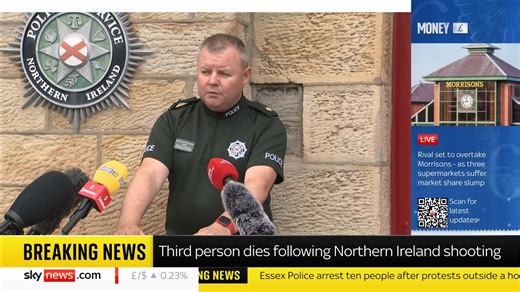 BREAKING: A third person has died following a shooting in County Fermanagh. Northern Ireland police say a fourth person is in a 'serious' condition in hospital and that all four individuals are from the same household. https://trib.al/kdXA2Dr 📺 Sky 501 and YouTube | Sky News