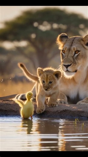 When a Lion Cub Finds a Duck Friend 😍 | Nature’s Pure Friendship