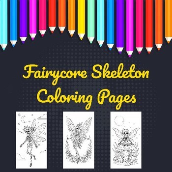Fairycore Skeleton Coloring Pages | Whimsical Cute Halloween Art
