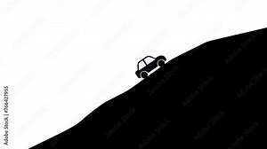 uphill car driving, Car climbing on mountain. off-road riding animation.