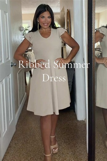 The cutest ribbed knit ruffle short sleeve summer dress #dress #church #datenight #brunch @Lazysmile
