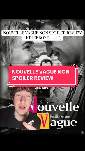 NOUVELLE VAGUE NON SPOILER REVIEW Richard Linklater’s newest entry in his filmography is a look at the making of Breathless by Jean Luc Godard and the beginning of French New Wave cinema. #film #movies #filmtok #frenchnewwave #whattowatch