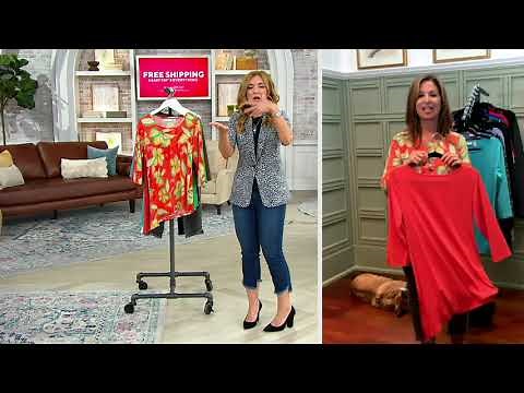 Susan Graver Print & Solid Set of 2 Liquid Knit Tops on QVC