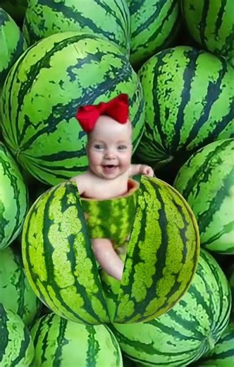 “Hilarious Baby Poops Out of Watermelon! 🍉😂 Funny Comedy Scene”