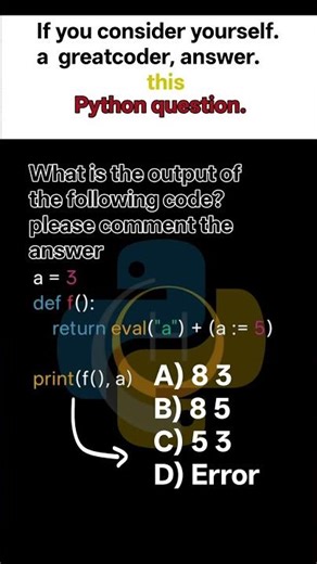 coding python quiz #pythonanddjangofullstackwebdeveloper #viral #shorts #youtubeshorts #youtube #eth