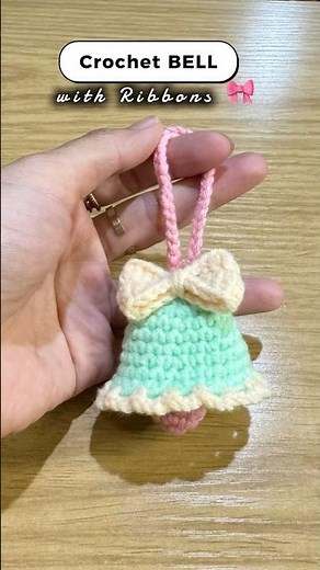 Crochet Bell with bow 🎀 #crochettutorial #crochetbow #bellcrochet #amigurumicrochet