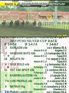 SKYWAY A LONGSHOT EXPERTLY RIDDEN BY VM CAMANERO JR. BAGGING 2015 PCSO SILVER CUP RACE! 🏇🏆. " ito yung halos lahat ng malalakas tinalo ni skyway eh, halos tulala kami sa otb noong manalo ito,..isa lang yata sumisigaw noon! Kasi kuha niya yan si skyway tuwang tuwa siya noong manalo yan, eh sobrang dehado ba naman niyan sa bentahan, pinaka dehado sa lahat!! 😂😆.. Ang husay ng pagkakadala ni vm camanero hindi niya inapura yung kabayo tumawid ng Meta na naka relax, relax lang..GALING! beterano ta