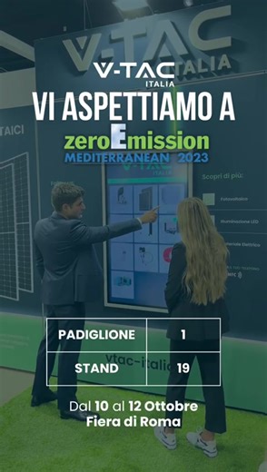 Vieni a trovarci dal 10 al 12 Ottobre a “ZeroEmission Mediterranean 2023”, presso Fiera di Roma. 📍Saremo presenti allo Stand 19, Padiglione 1. Sarà un’opportunità per incontrare il nostro team ed esplorare la nostra vasta gamma di prodotti per la realizzazione di impianti fotovoltaici e di illuminazione LED. 💻 Visita il nostro sito per maggiori informazioni: www.led-Italia.it (link in bio) #zeroemission #zeroemissionmediterranean2023 #vtac