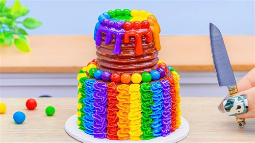 Creative Mini Rainbow Cake Decorating with Yummy Two-Tier Cake