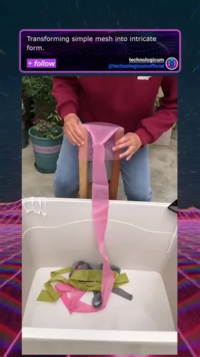 Technologicum on Instagram: "In this quiet demonstration, we observe the fascinating process of material transformation. A long, continuous strip of lightweight, synthetic mesh, likely a form of tulle or netting, is meticulously wrapped around a simple wooden jig. With each pass, the flat material begins to gather, and a single tie then cinches it into the familiar, fluffy form of a bath pouf. What you're seeing is more than just design — it's evolution in the micro-scale of manufacturing. Most 
