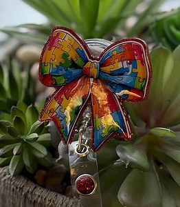 Autism Themes Bow Badge Reel/pin - Etsy