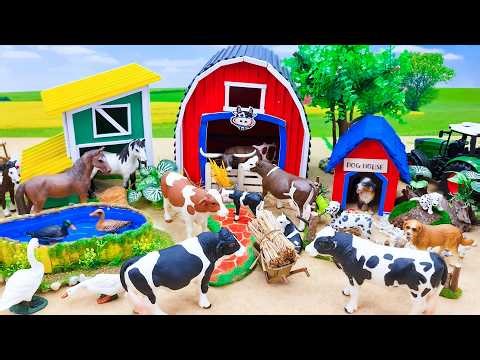 Build a Cow Barn with Farm Adventure and Caring for Cow - Transport Cows Move to New Farmyard