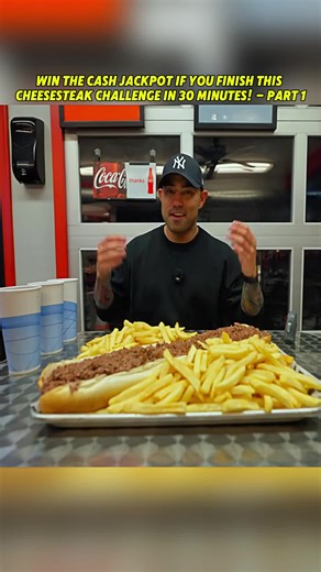 Part 1 - win the cash jackpot if you finish this cheesesteak challenge in 30 minutes #foodchallenge #foodreview #eat #mukbang #foodies