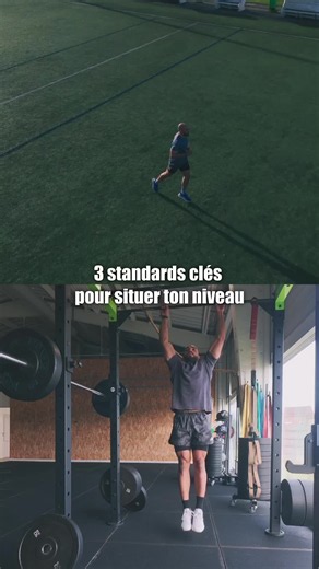 Les standards ⬇️ 01 — Tractions Population générale ➡️ 0 à 2 reps Intermédiaire ➡️ 5 à 9 reps (H) / 2 à 4 reps (F) Avancé ➡️ 10 reps et plus (H) / 5 reps et plus (F) 02 — Développé couché Population générale ➡️ moins de 0.75× son poids Intermédiaire ➡️ son propre poids (H) / 0.75× son poids (F) Avancé ➡️ 1.5× son poids (H) / 1× son poids (F) 03 — 5 km Population générale ➡️ 35 min (H) / 42 min (F) Intermédiaire ➡️ 25 à 30 min Avancé ➡️ sous 22 min (H) / sous 25 min (F) Ces standards varient selo