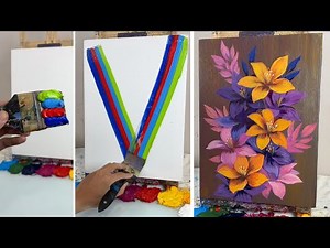 STEP by STEP Acrylic Flower Painting | Easy Colorful Lily Tutorial for Beginners #096