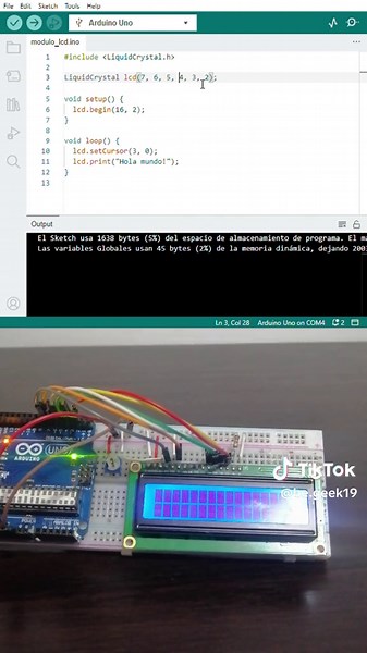 ¡Aprende a utilizar una pantalla LCD y a añadirla en tus proyectos! 🤓 #arduino #arduinoproject #modulos #lcd #aprendeentiktok #educacion #fypシ #viral