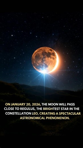 On January 20, 2026, the night sky will put on a stunning show as the Moon passes very close to Regulus, the brightest star in the Leo constellation. 🌙✨ This rare meeting will create a beautiful sight that skywatchers around the world will love. 🌟🌌 As the Moon moves across the sky, it will appear to glide near Regulus, forming an eye-catching pair. 🌕⭐ The Moon’s soft glow and Regulus’s sharp brilliance will create a striking contrast, making the moment easy to notice and truly memorable. Reg