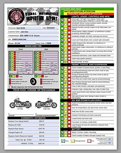 Visual Motorcycle Inspection Report | Fillable PDF Multi-point Motorcycle Inspection Checklist and Worksheet | Fill and Print - Etsy