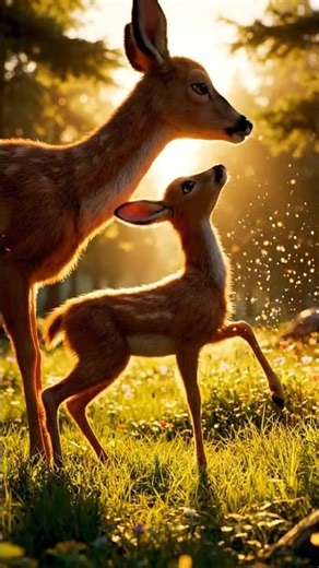 AI Baby Deer Learns to Stand 🦌✨ | Educational Short | Fawn’s First Step with Mom