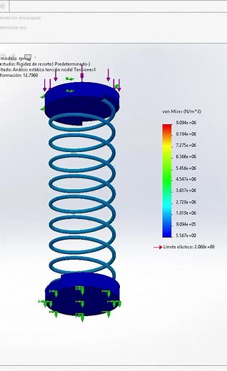 SOLIDWORKS SIMULACIÓN EN RESORTE #estudiantes #3D #software #TUTORIAL #YOUTUBE #SIGUEME #CADCHAP #CSWE #CSWA #solidworks #diseño #simulacion #animacion3d