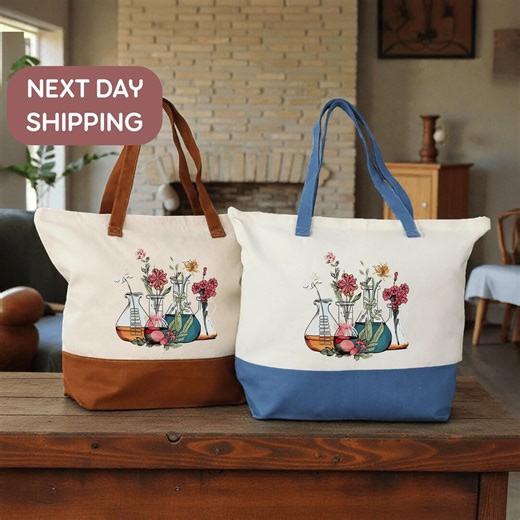 Science Lab Glassware Tote Bag With Chemistry Beakers, Laboratory Canvas Tote Bag With Flask Print, Cotton Tote Bag - Etsy